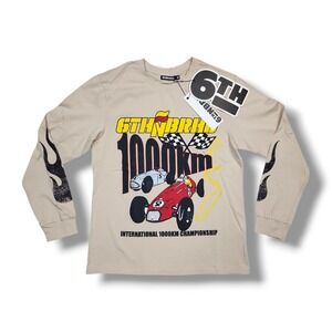 6th NBRHD "100K" Long Sleeve Crew Neck Cream T-Shirt Men's M NWT‎